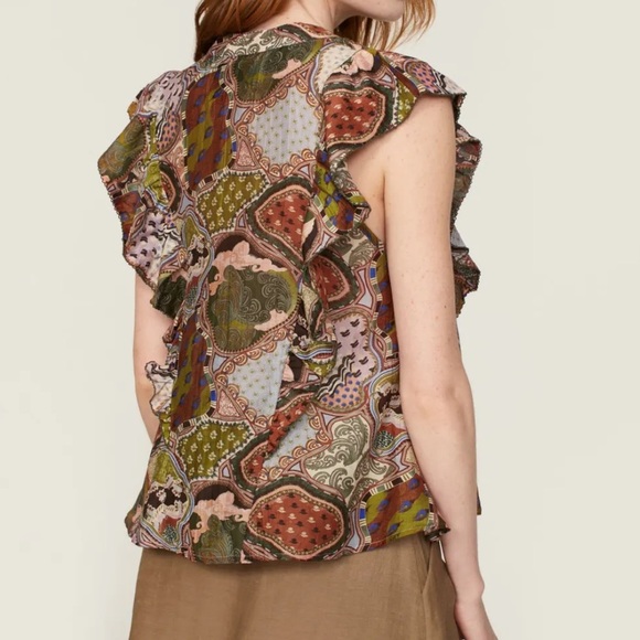 Chufy Dekker Silk Blend Top Floral Chiffon - Picture 4 of 6